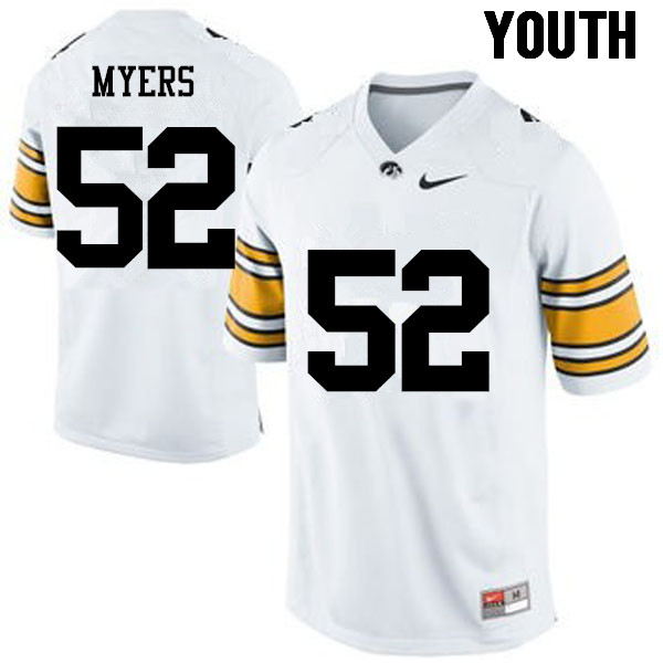 Youth Iowa Hawkeyes #52 Boone Myers College Football Jerseys-White